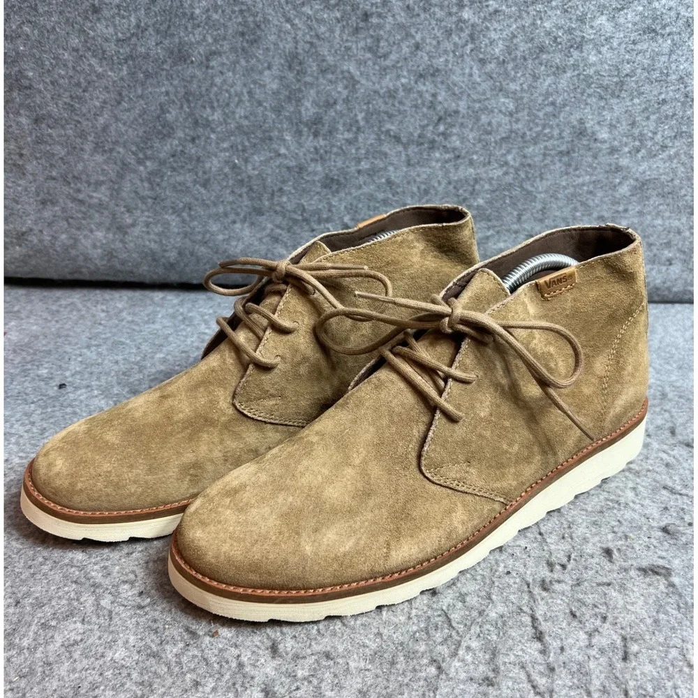 Vans Desert Chukka Tan Suede Mid Top Boots Mens Brown Wedge Sole Size 9.5